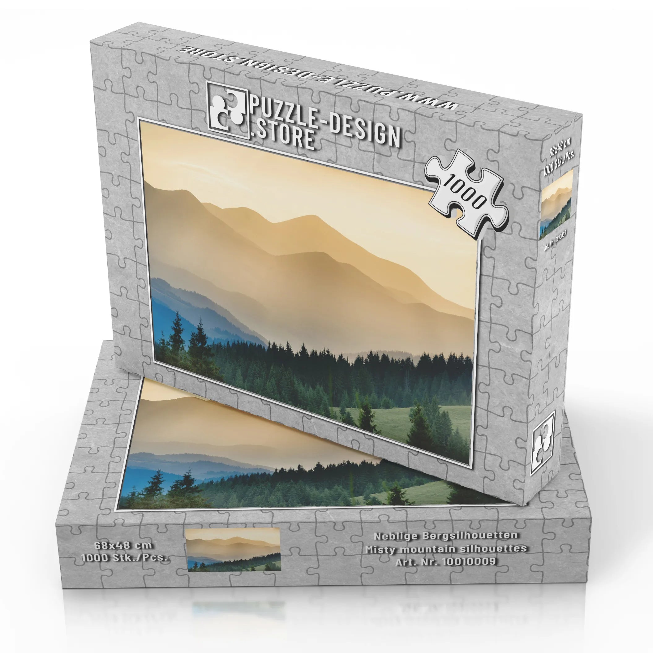 Neblige Bergsilhouetten