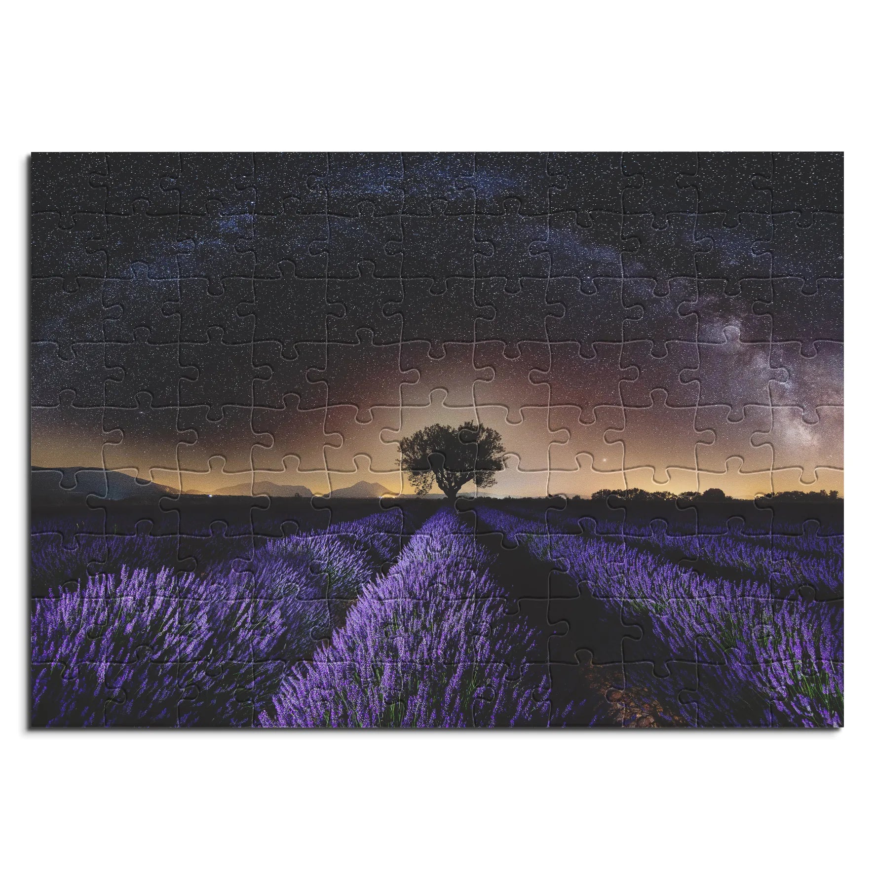 Champ de lavande la nuit