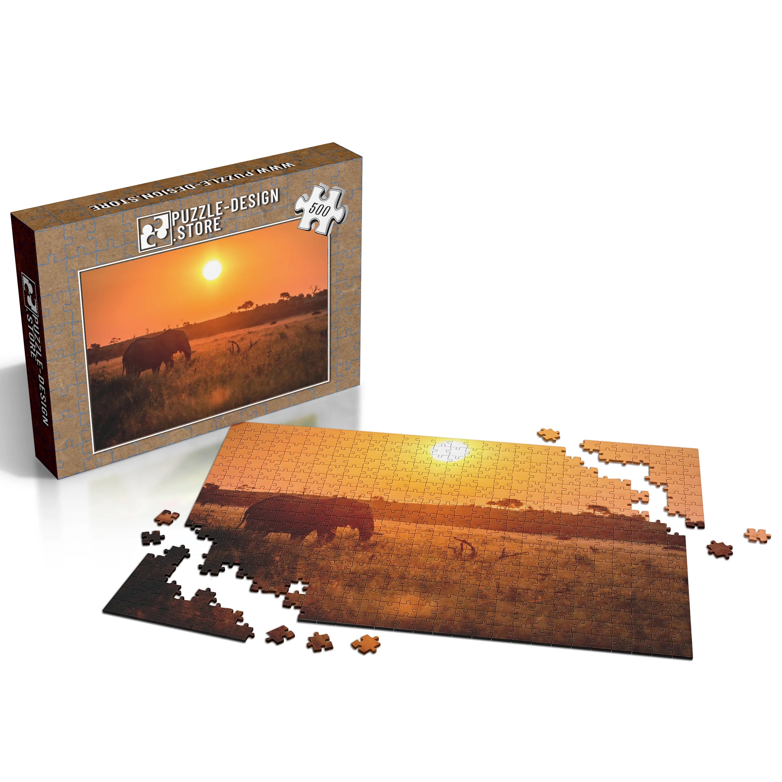 Elefant bei Sonnenuntergang