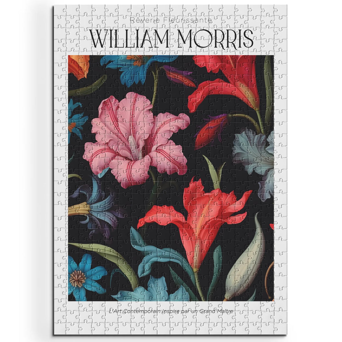 William Morris - Lilien auf schwarzem Grund – 500 Teile – Ansicht 1