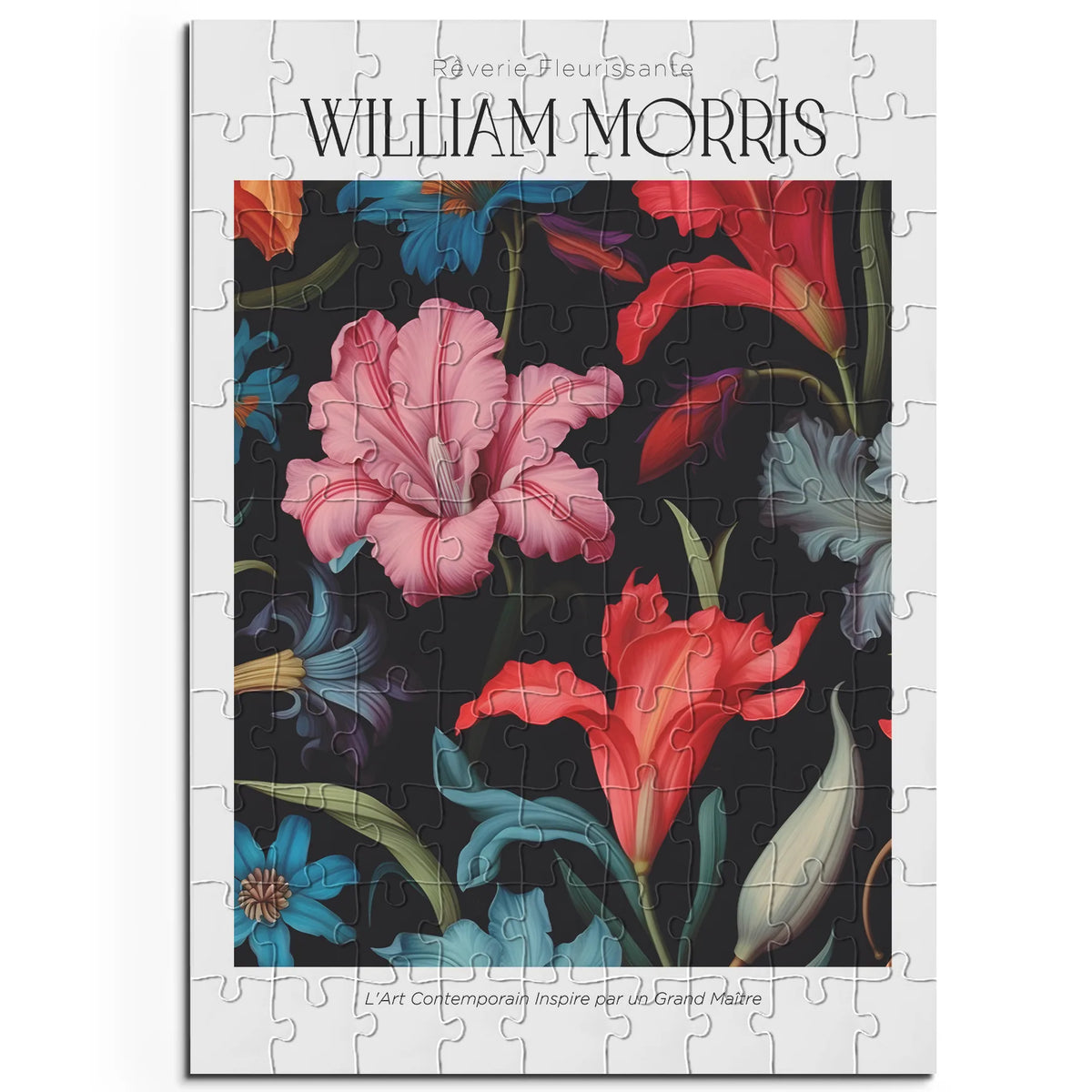 William Morris - Lilien auf schwarzem Grund – 100 Teile – Ansicht 1
