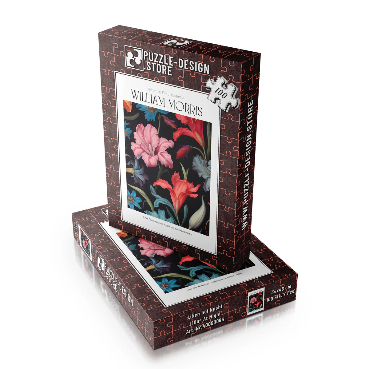 William Morris - Lilien auf schwarzem Grund – 100 Teile – Ansicht 4