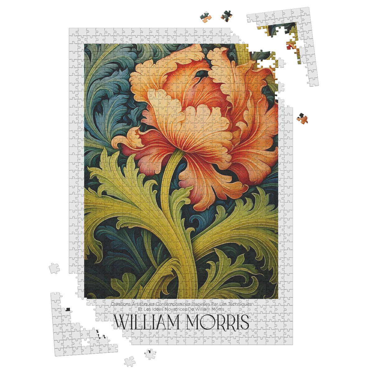 William Morris - Orange Blüte mit geschwungenen Blättern – 1000 Teile – Ansicht 3