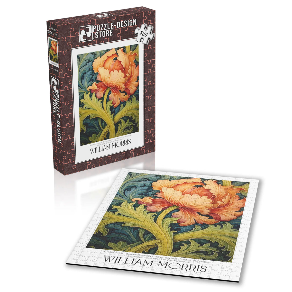 William Morris - Orange Blüte mit geschwungenen Blättern – 500 Teile – Ansicht 2
