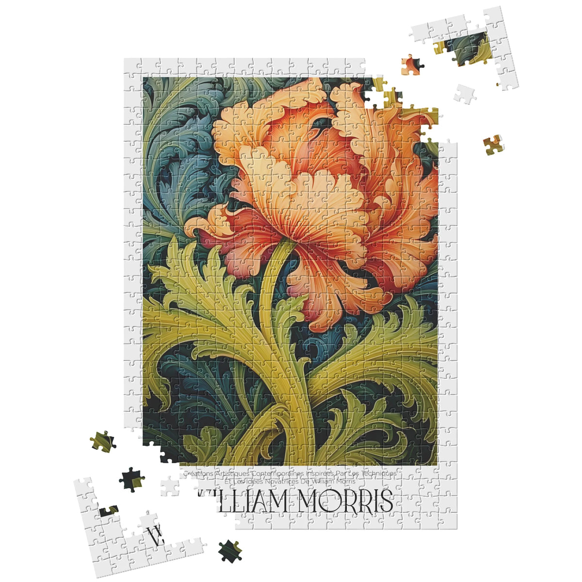 William Morris - Orange Blüte mit geschwungenen Blättern – 500 Teile – Ansicht 3