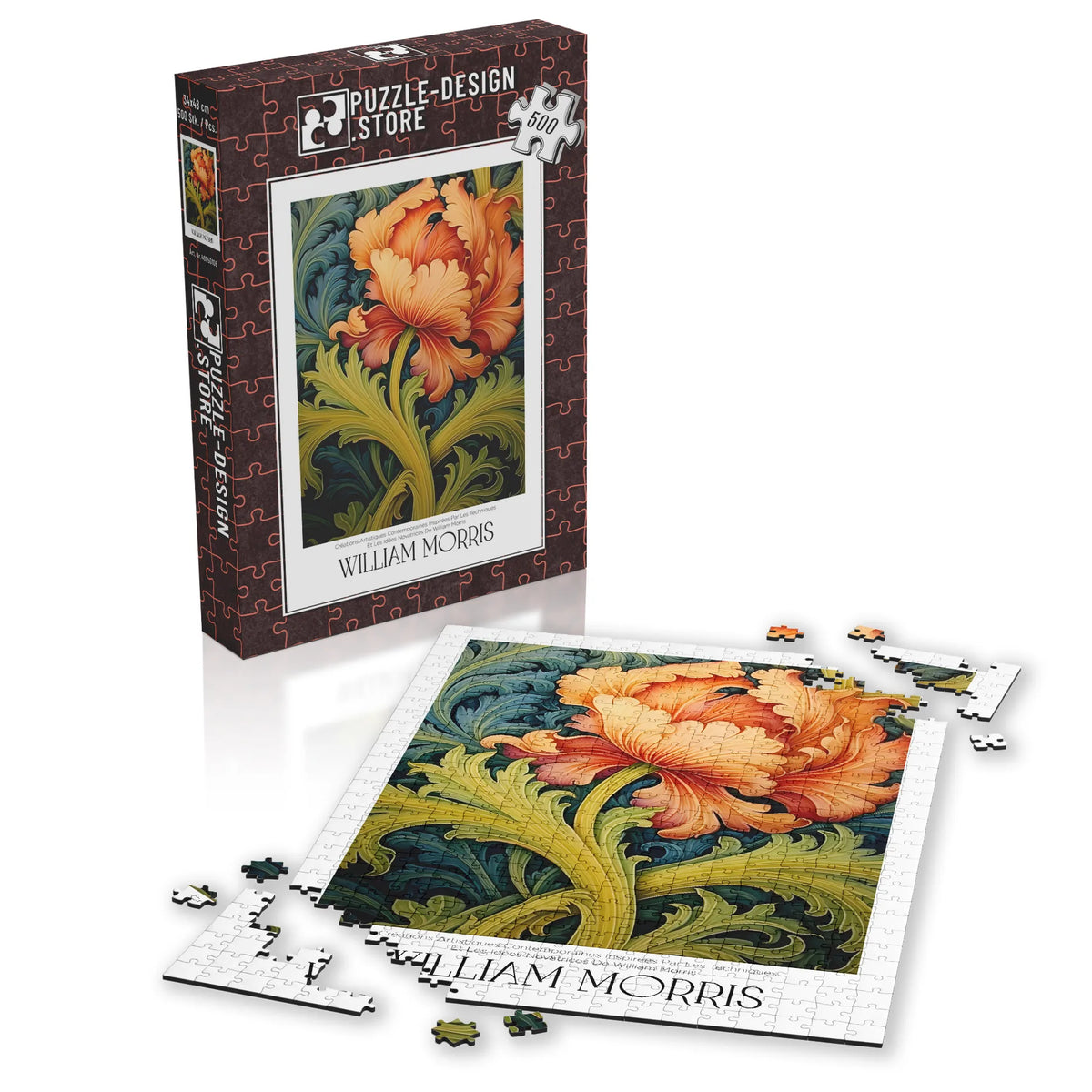 William Morris - Orange Blüte mit geschwungenen Blättern – 500 Teile – Ansicht 4
