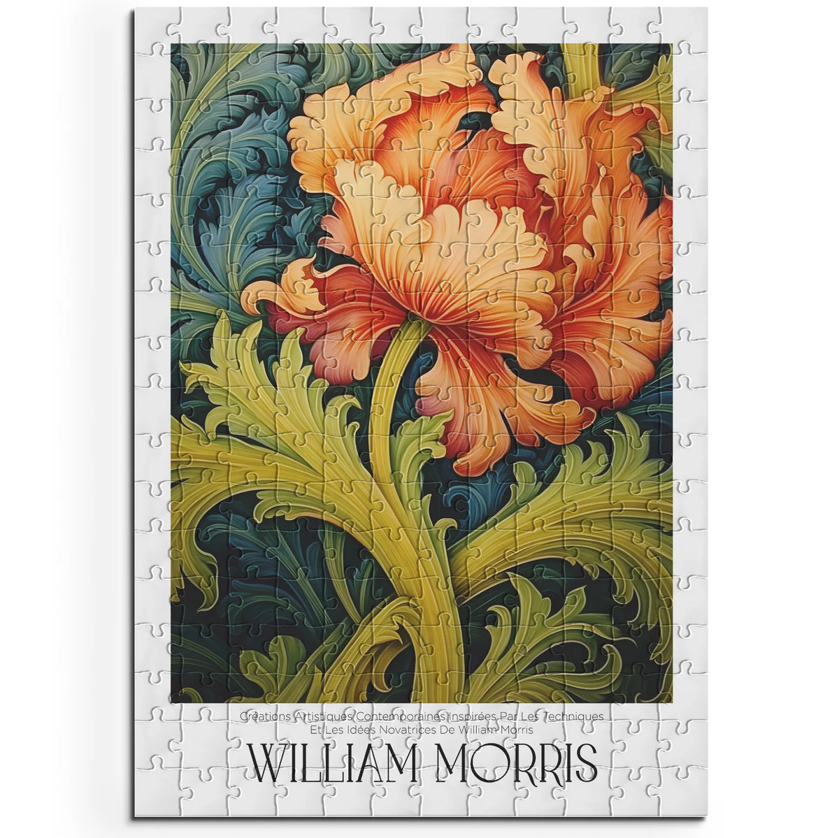 William Morris - Orange Blüte mit geschwungenen Blättern – 200 Teile – Ansicht 1