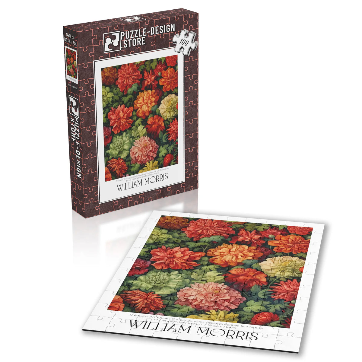 William Morris - Dahlien in Rot und Orange – 100 Teile – Ansicht 2