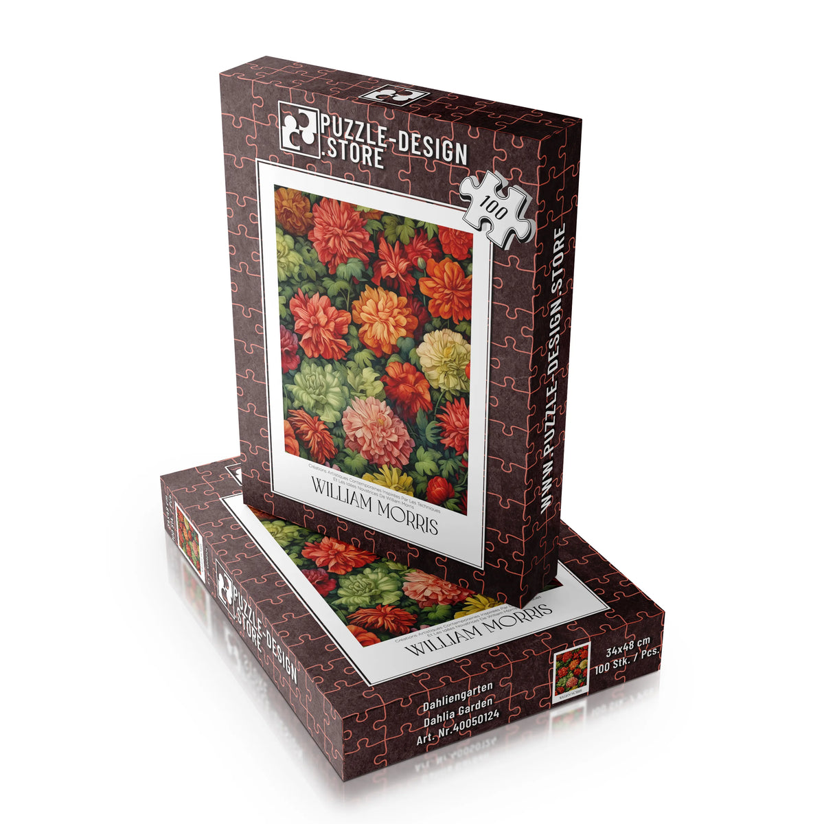 William Morris - Dahlien in Rot und Orange – 100 Teile – Ansicht 4