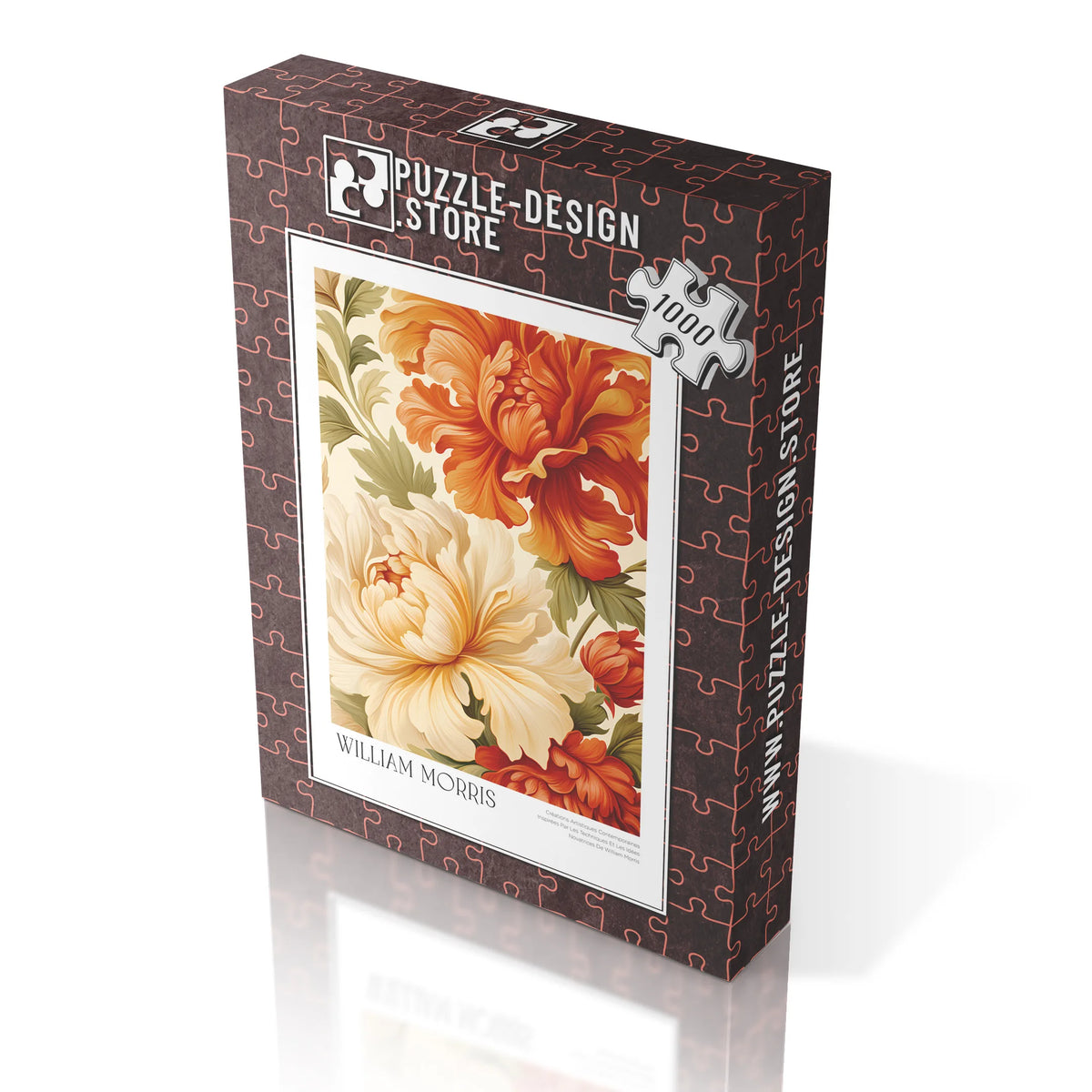 William Morris - Rosen in Rot und Creme – 1000 Teile – Ansicht 5