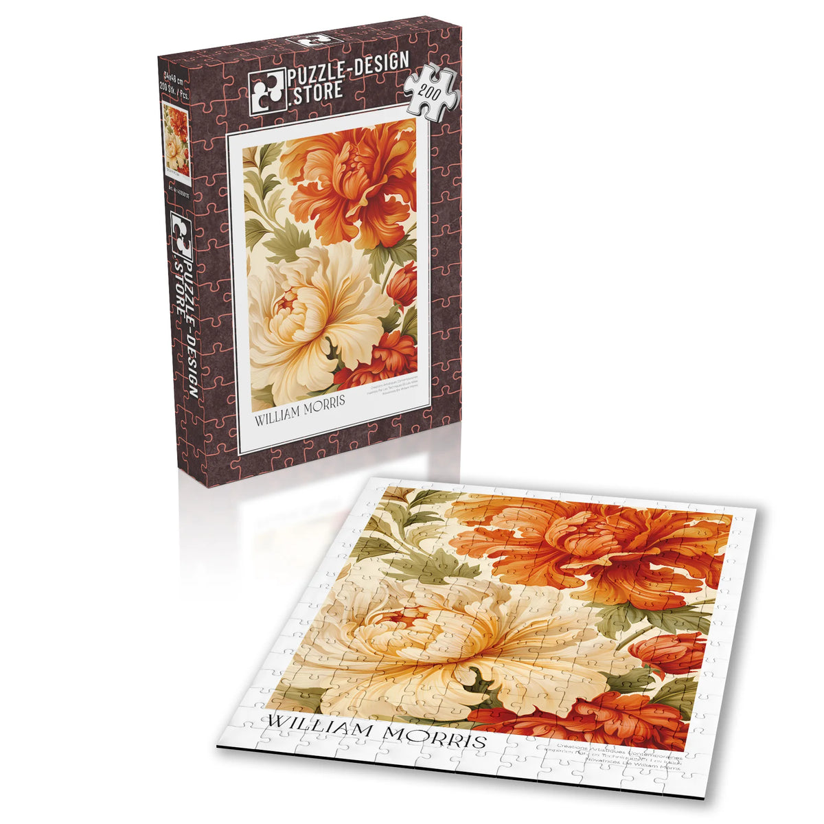 William Morris - Rosen in Rot und Creme – 200 Teile – Ansicht 2