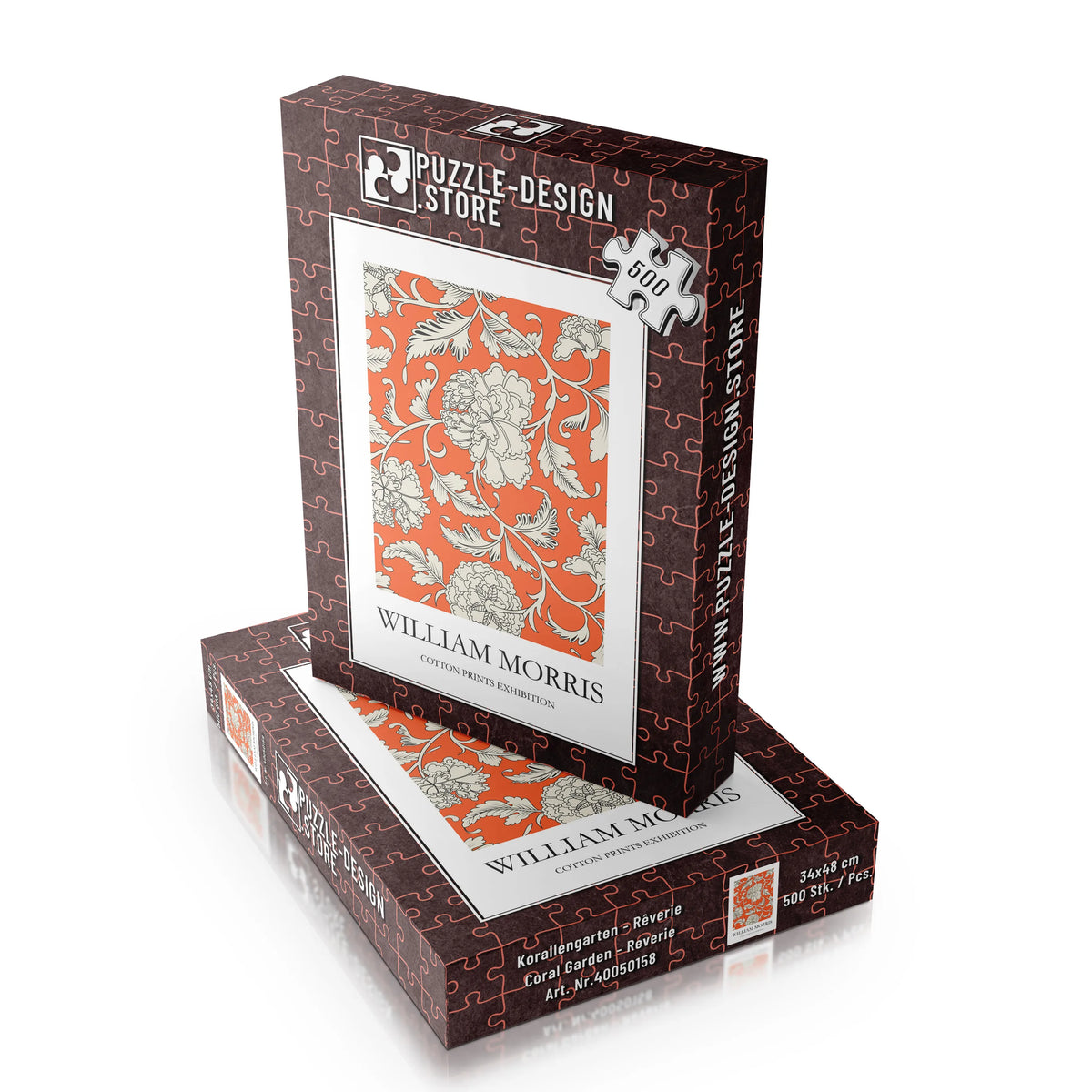 William Morris - Korallenrotes Blütenornament – 500 Teile – Ansicht 6