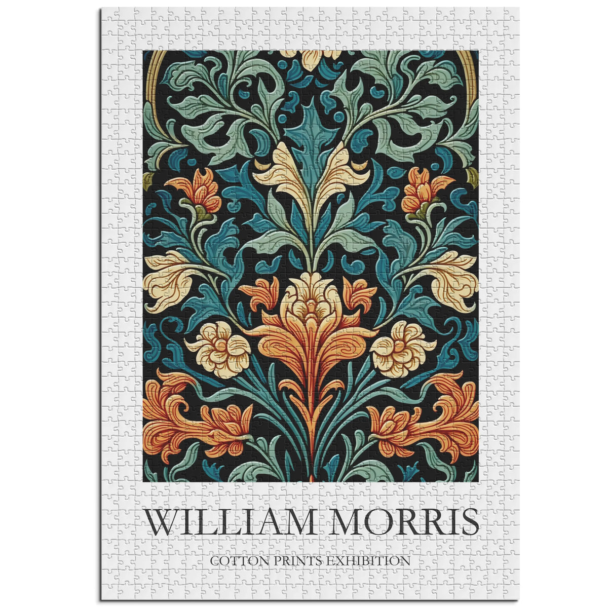 William Morris - Türkisfarbenes Blütenornament – 1000 Teile – Ansicht 1