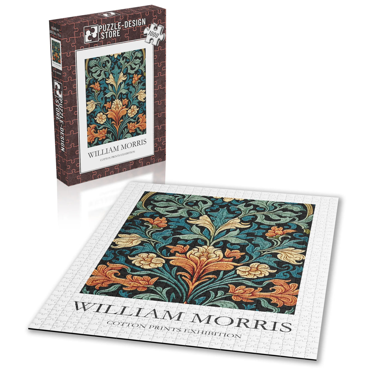William Morris - Türkisfarbenes Blütenornament – 1000 Teile – Ansicht 2