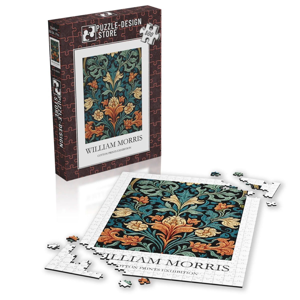 William Morris - Türkisfarbenes Blütenornament – 500 Teile – Ansicht 4