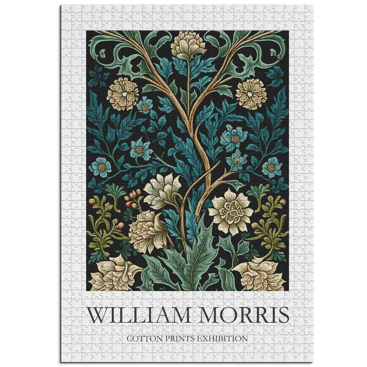 William Morris - Blütenzweige in Türkis und Creme – 1000 Teile – Ansicht 1