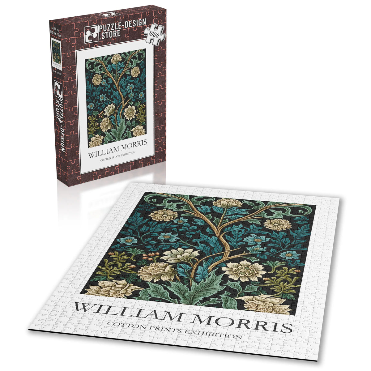 William Morris - Blütenzweige in Türkis und Creme – 1000 Teile – Ansicht 2
