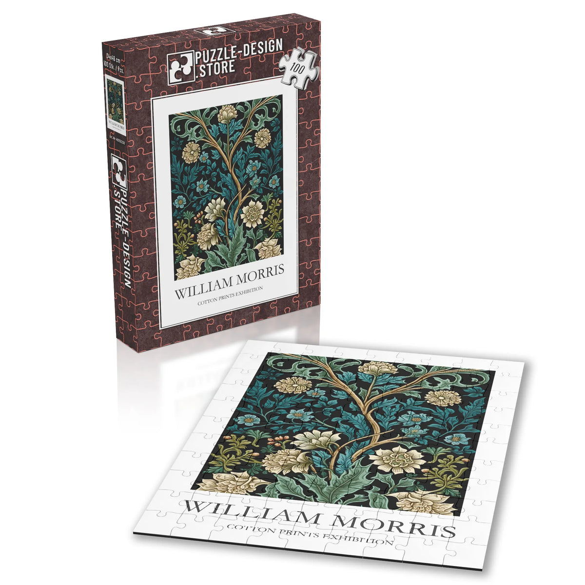 William Morris - Blütenzweige in Türkis und Creme – 100 Teile – Ansicht 2