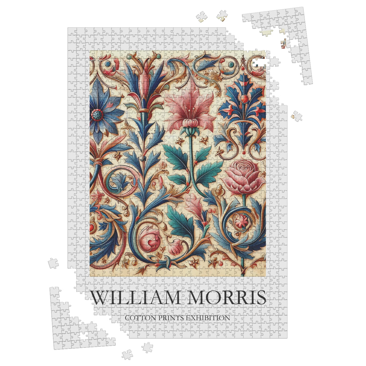 William Morris - Historisches Blütenornament in Rot und Blau – 1000 Teile – Ansicht 3