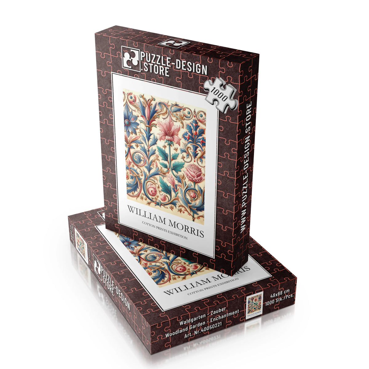 William Morris - Historisches Blütenornament in Rot und Blau – 1000 Teile – Ansicht 6