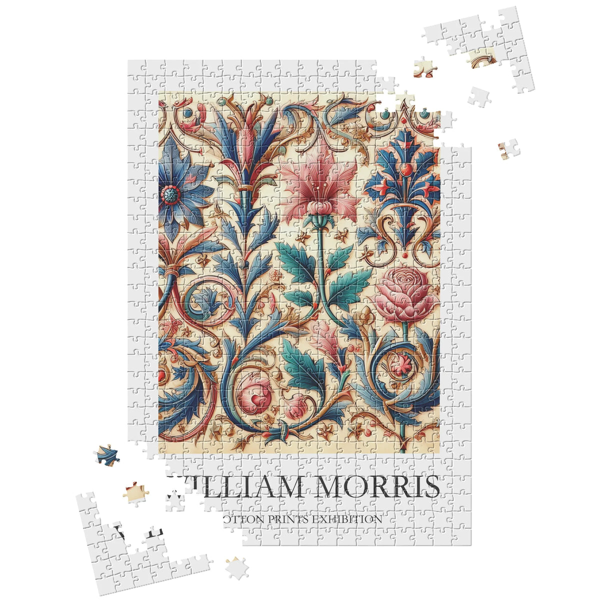 William Morris - Historisches Blütenornament in Rot und Blau – 500 Teile – Ansicht 3