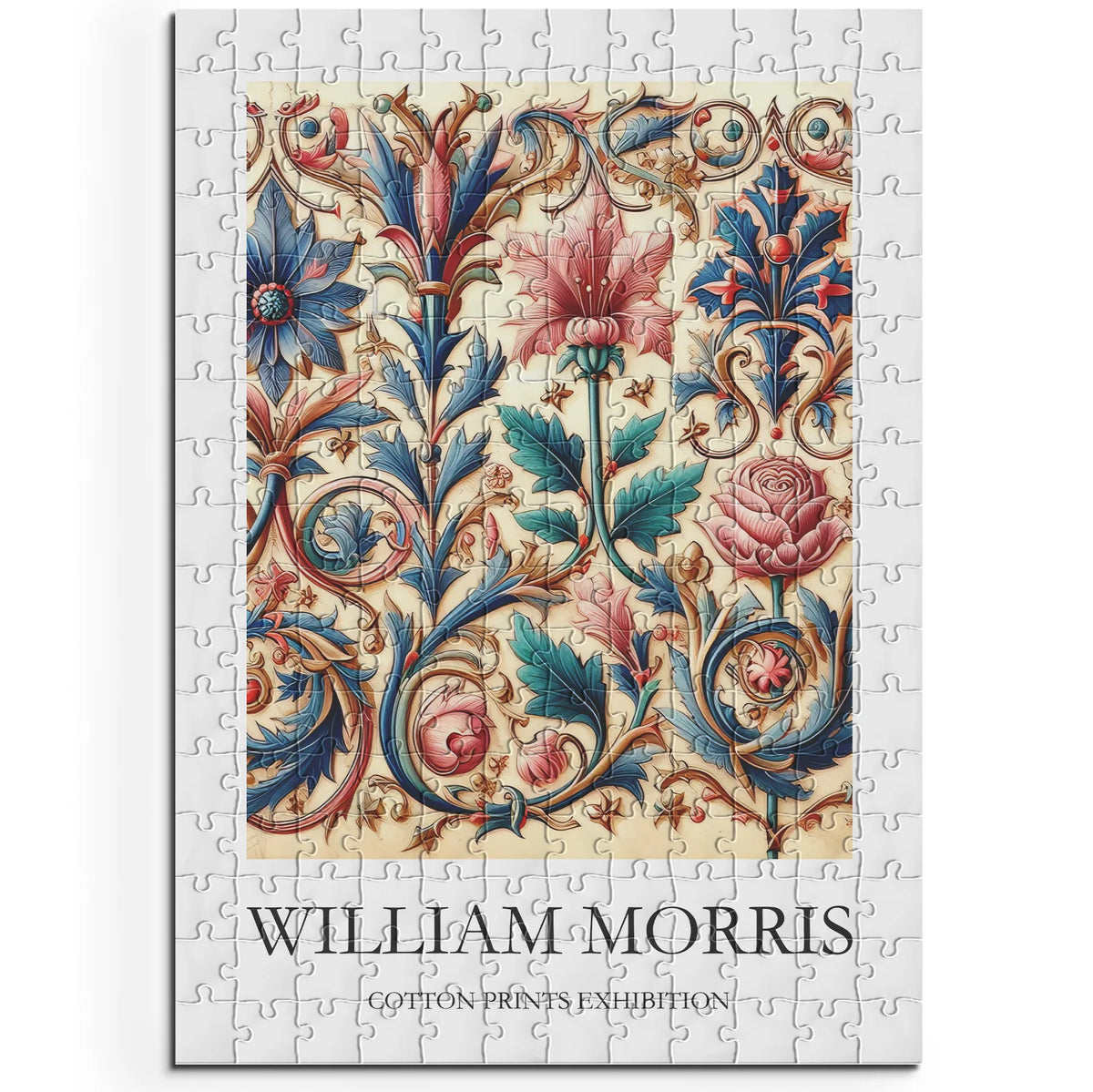 William Morris - Historisches Blütenornament in Rot und Blau – 200 Teile – Ansicht 1