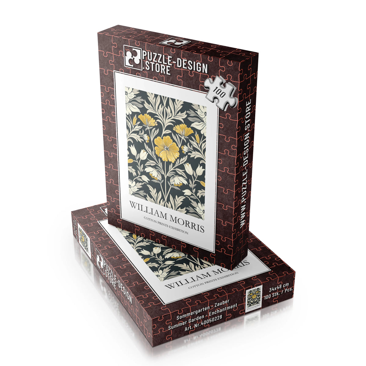 William Morris - Gelbe Blüten auf dunklem Grund – 100 Teile – Ansicht 4
