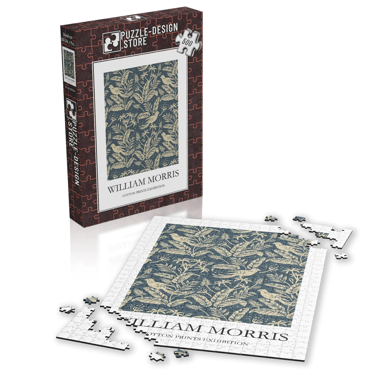 William Morris - Botanisches Muster in Beige auf Blau – 500 Teile – Ansicht 4
