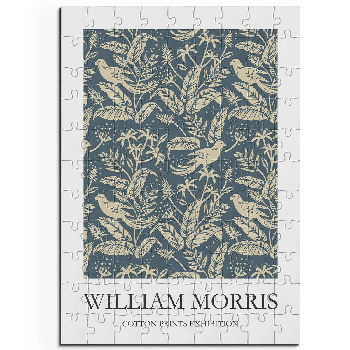 William Morris - Botanisches Muster in Beige auf Blau – 100 Teile – Ansicht 1