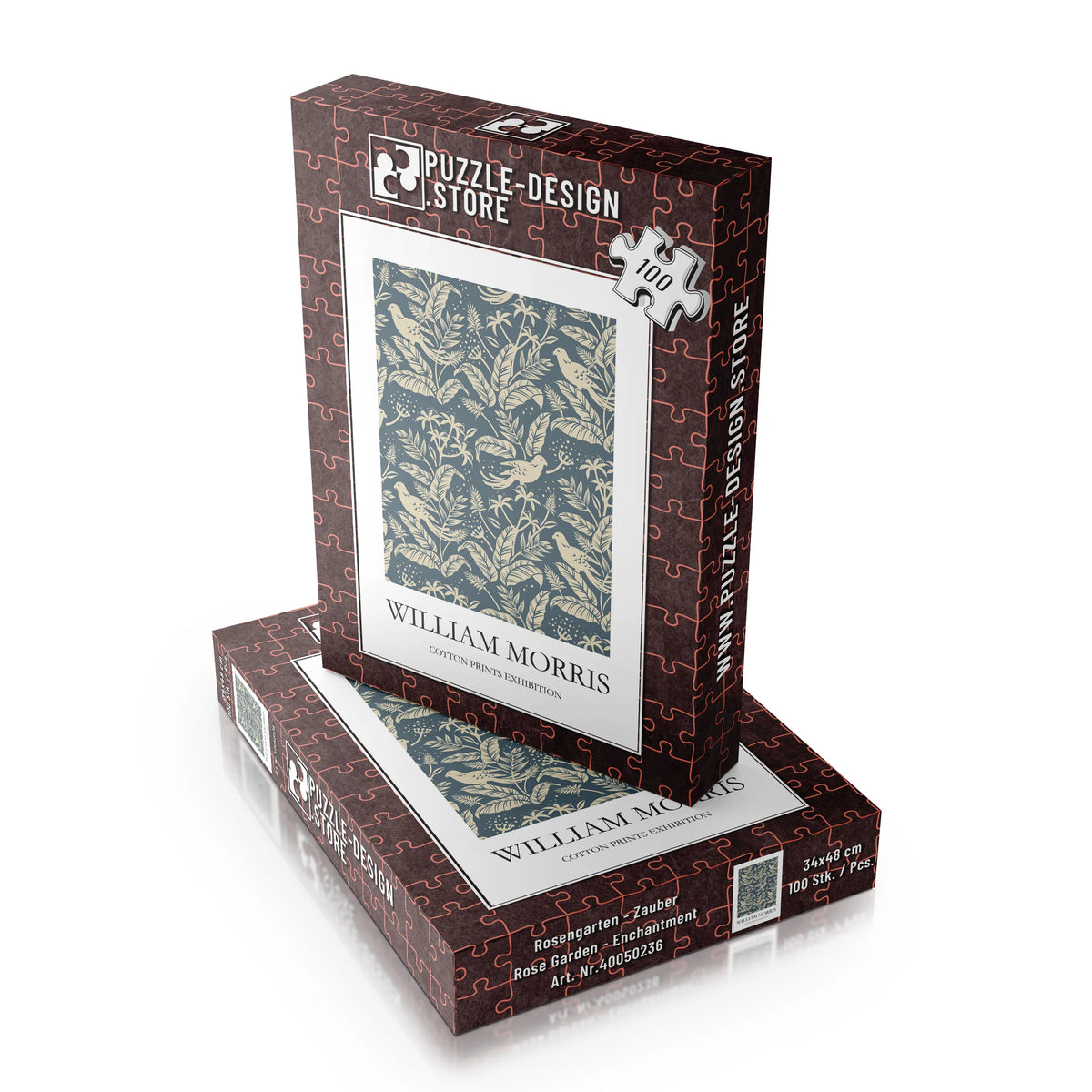William Morris - Botanisches Muster in Beige auf Blau – 100 Teile – Ansicht 4