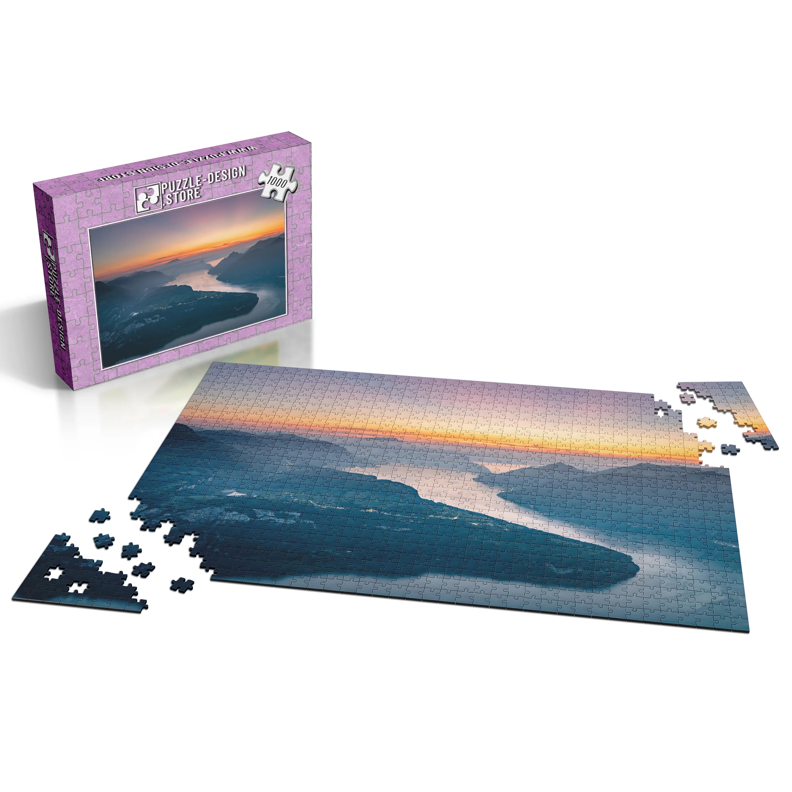 Fjordblick bei Sonnenuntergang