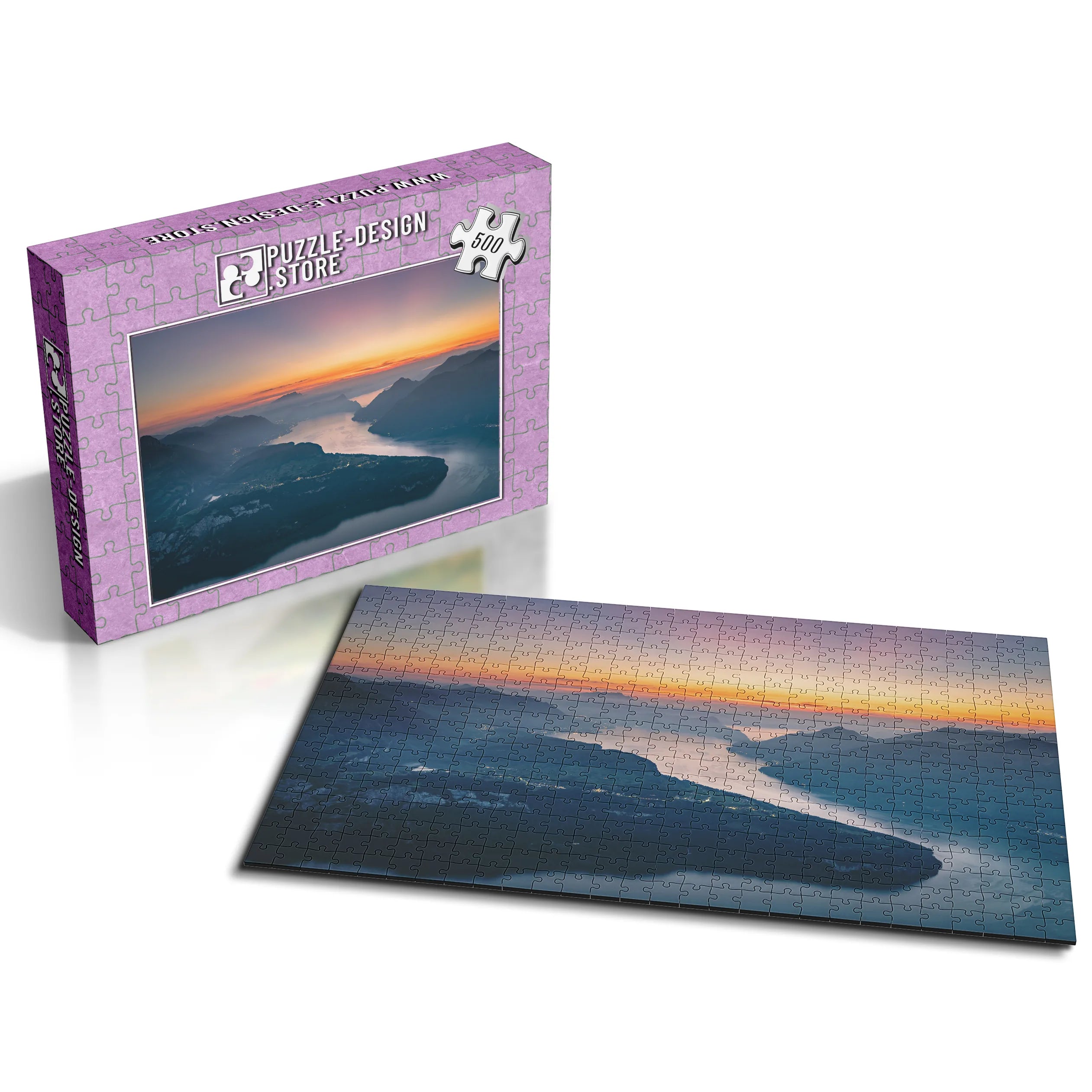 Fjordblick bei Sonnenuntergang