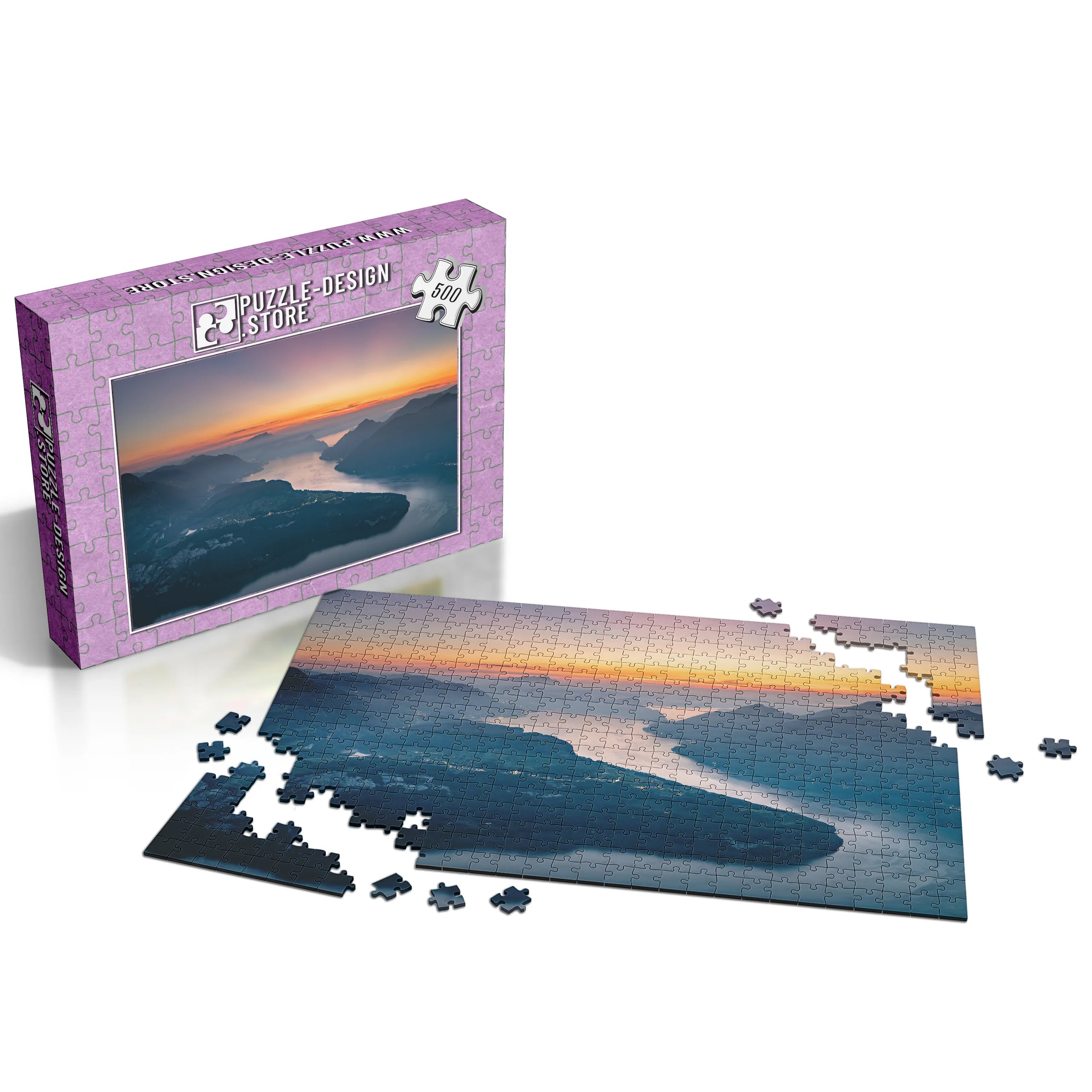 Fjordblick bei Sonnenuntergang