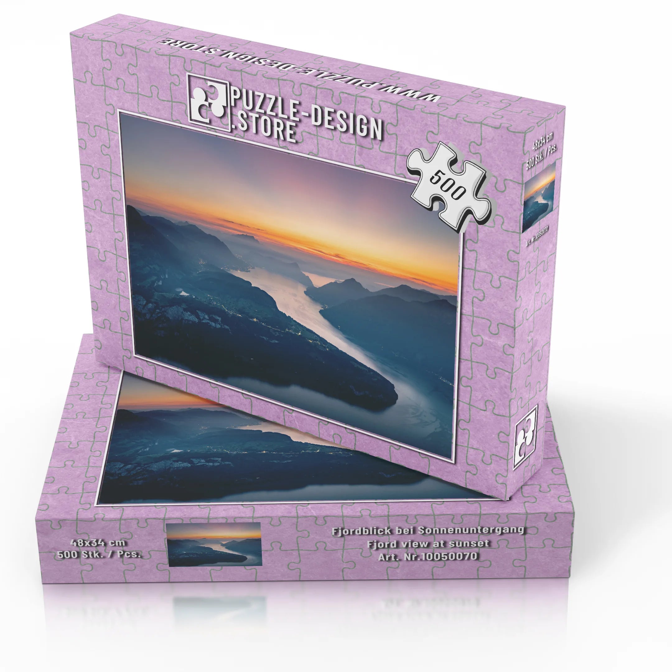 Fjordblick bei Sonnenuntergang