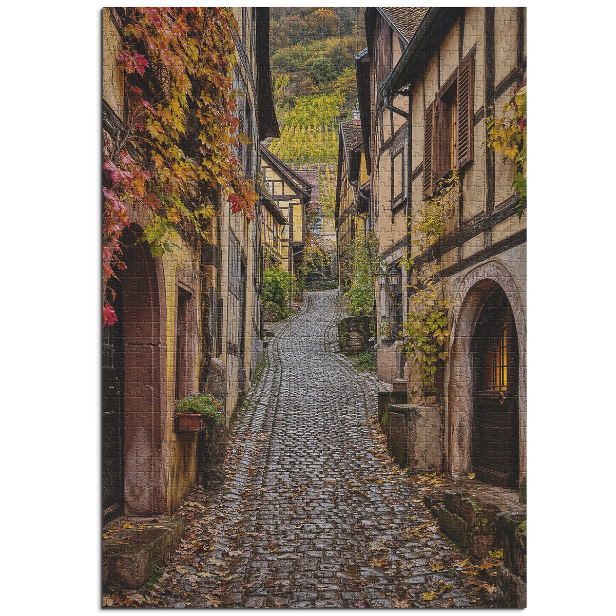 Herbstgasse im Elsass – Herbstzauber & Halloween – 1000 Teile, Ansicht 1