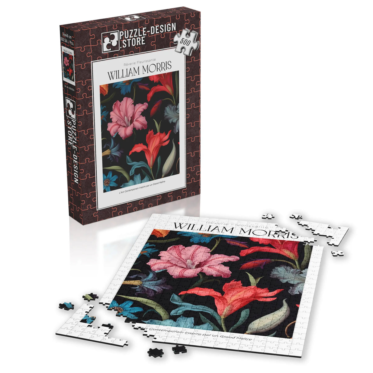 William Morris - Lilien auf schwarzem Grund – 500 Teile – Ansicht 4
