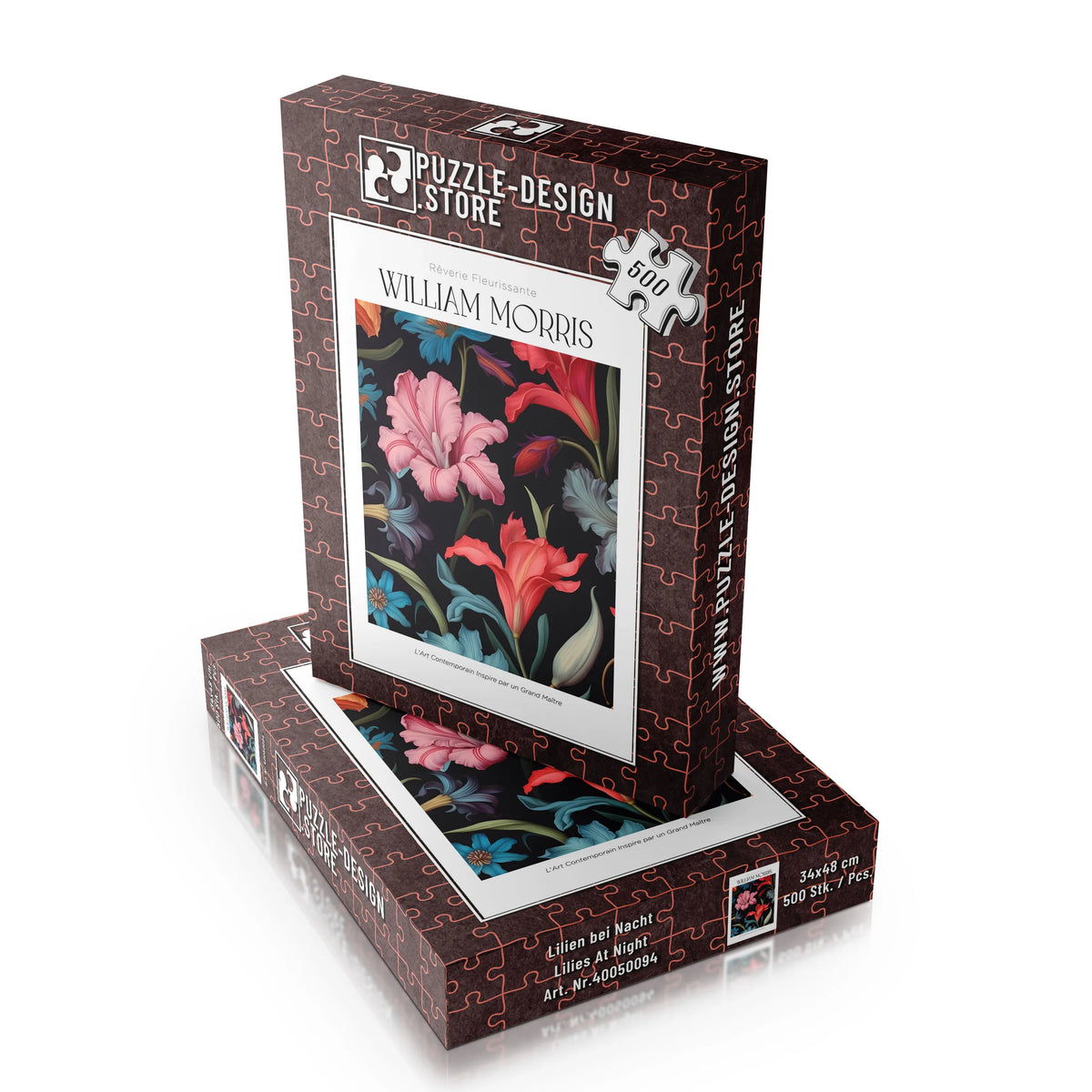 William Morris - Lilien auf schwarzem Grund – 500 Teile – Ansicht 6