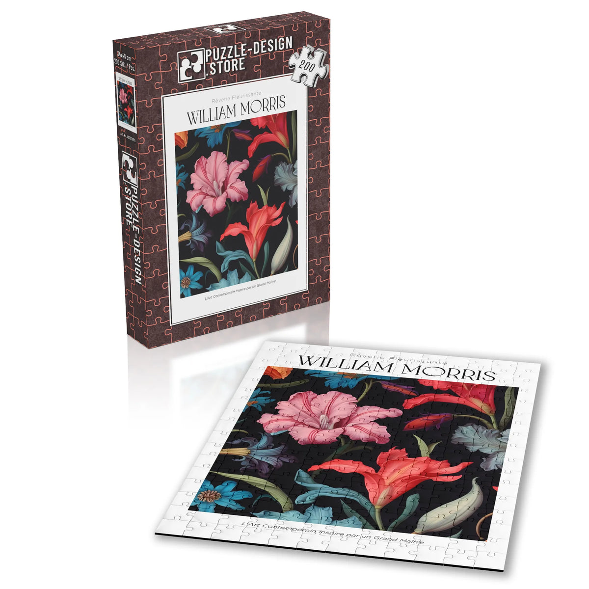 William Morris - Lilien auf schwarzem Grund – 200 Teile – Ansicht 2