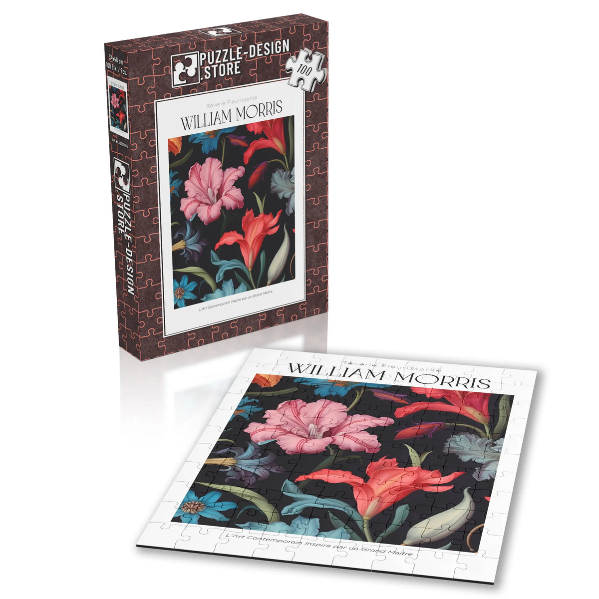 William Morris - Lilien auf schwarzem Grund – 100 Teile – Ansicht 2