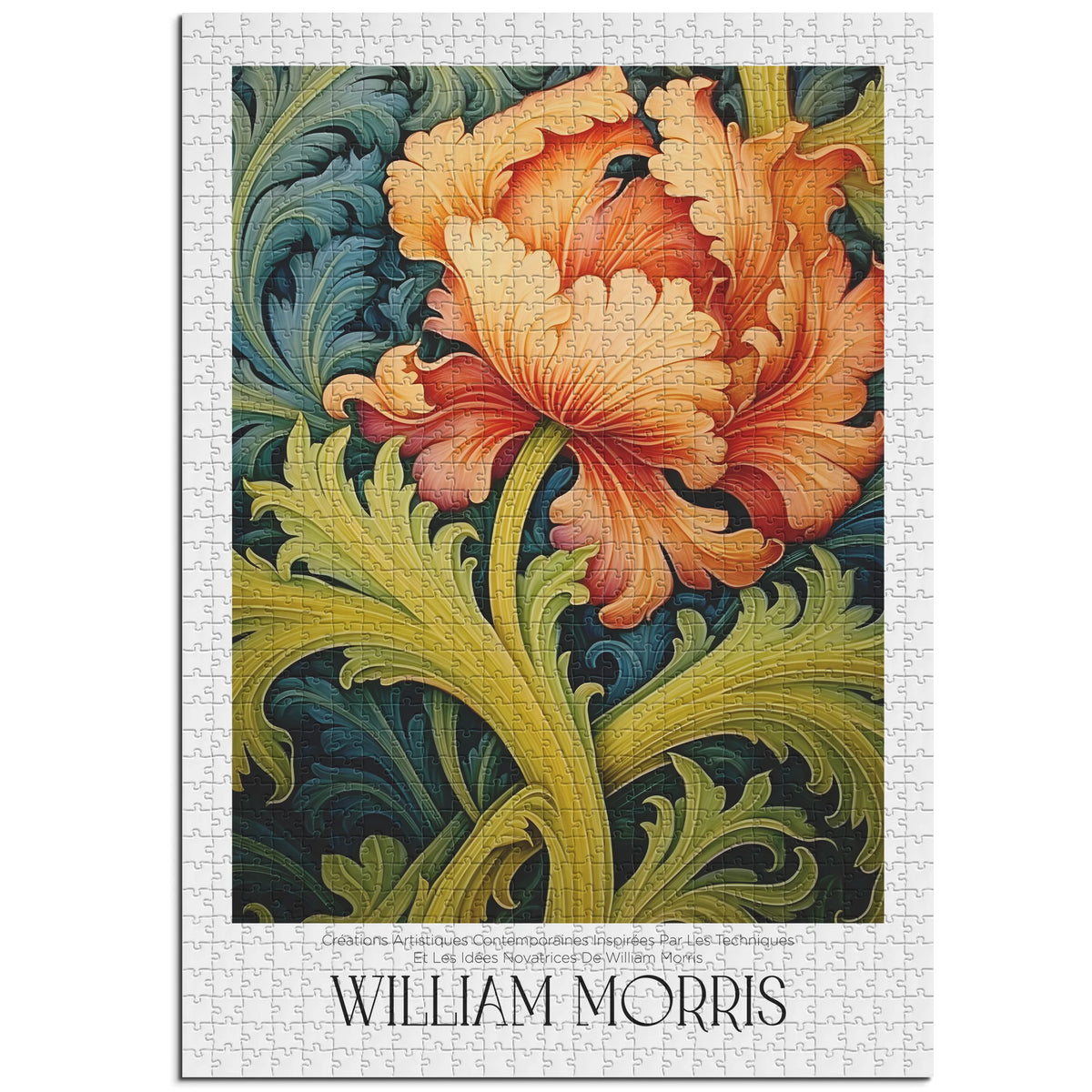 William Morris - Orange Blüte mit geschwungenen Blättern – 1000 Teile – Ansicht 1