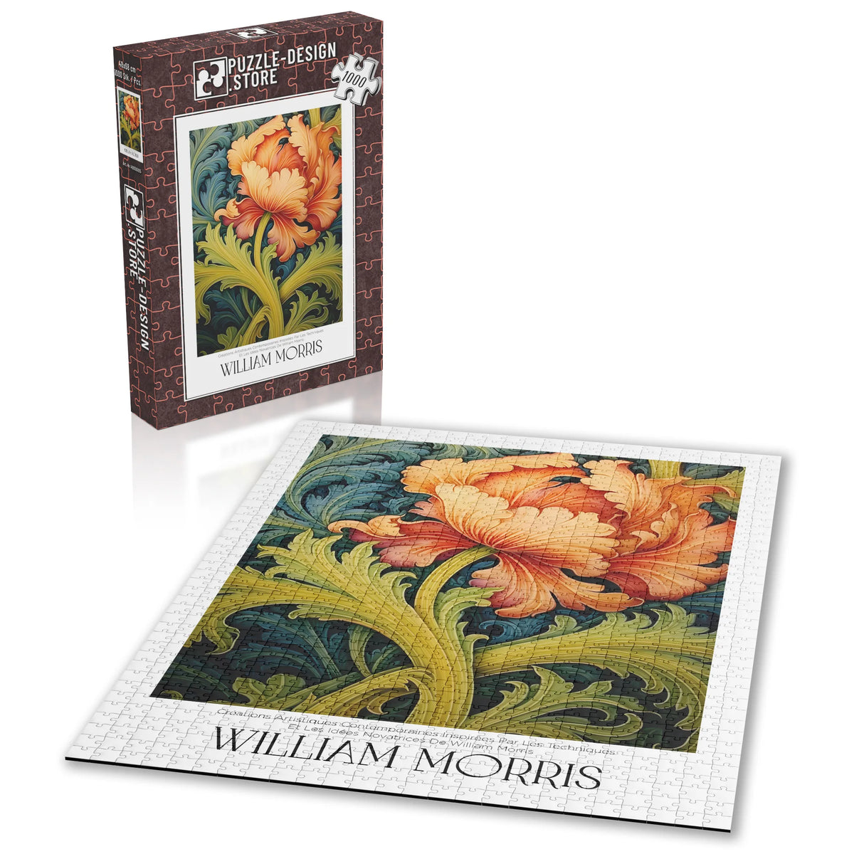 William Morris - Orange Blüte mit geschwungenen Blättern – 1000 Teile – Ansicht 2