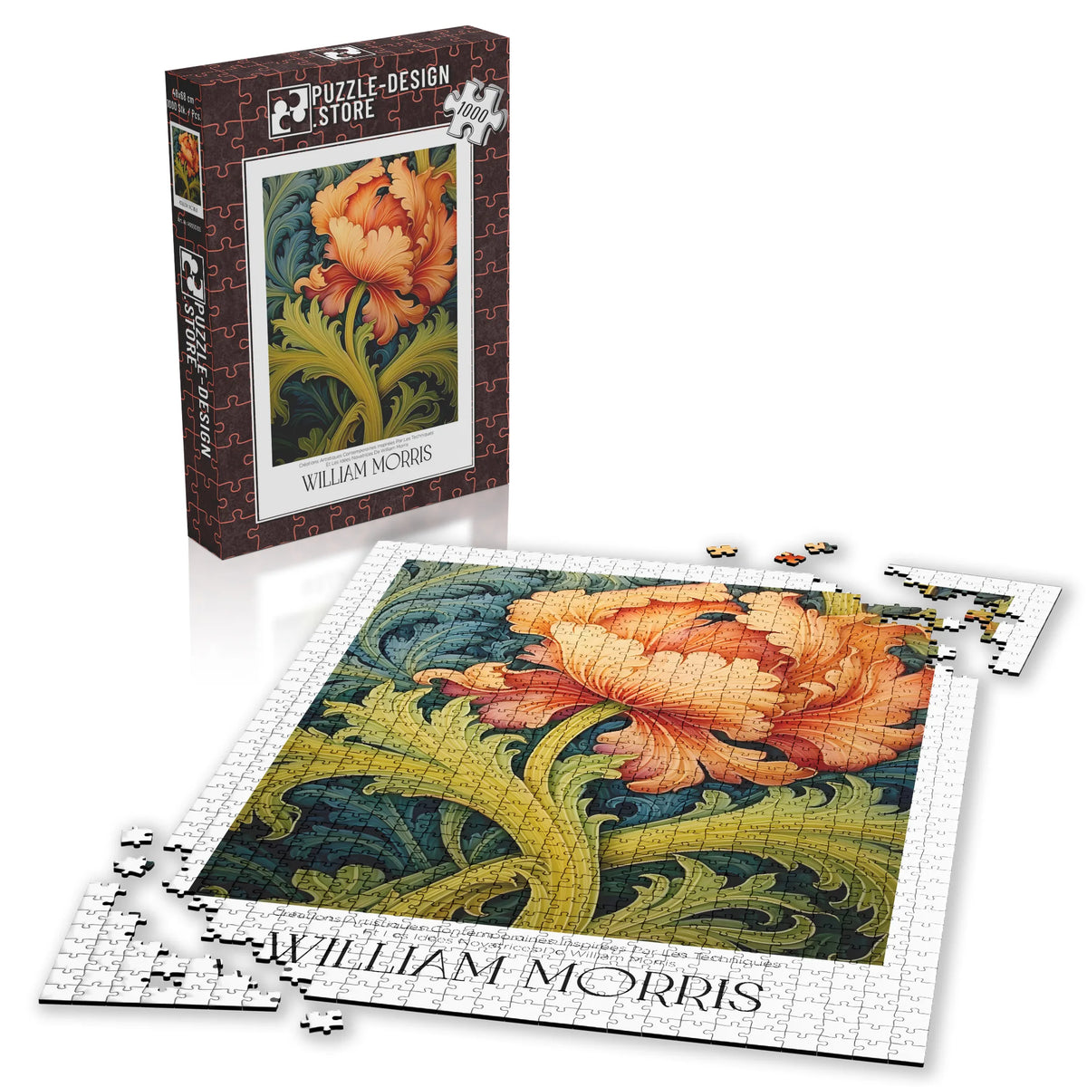 William Morris - Orange Blüte mit geschwungenen Blättern – 1000 Teile – Ansicht 4