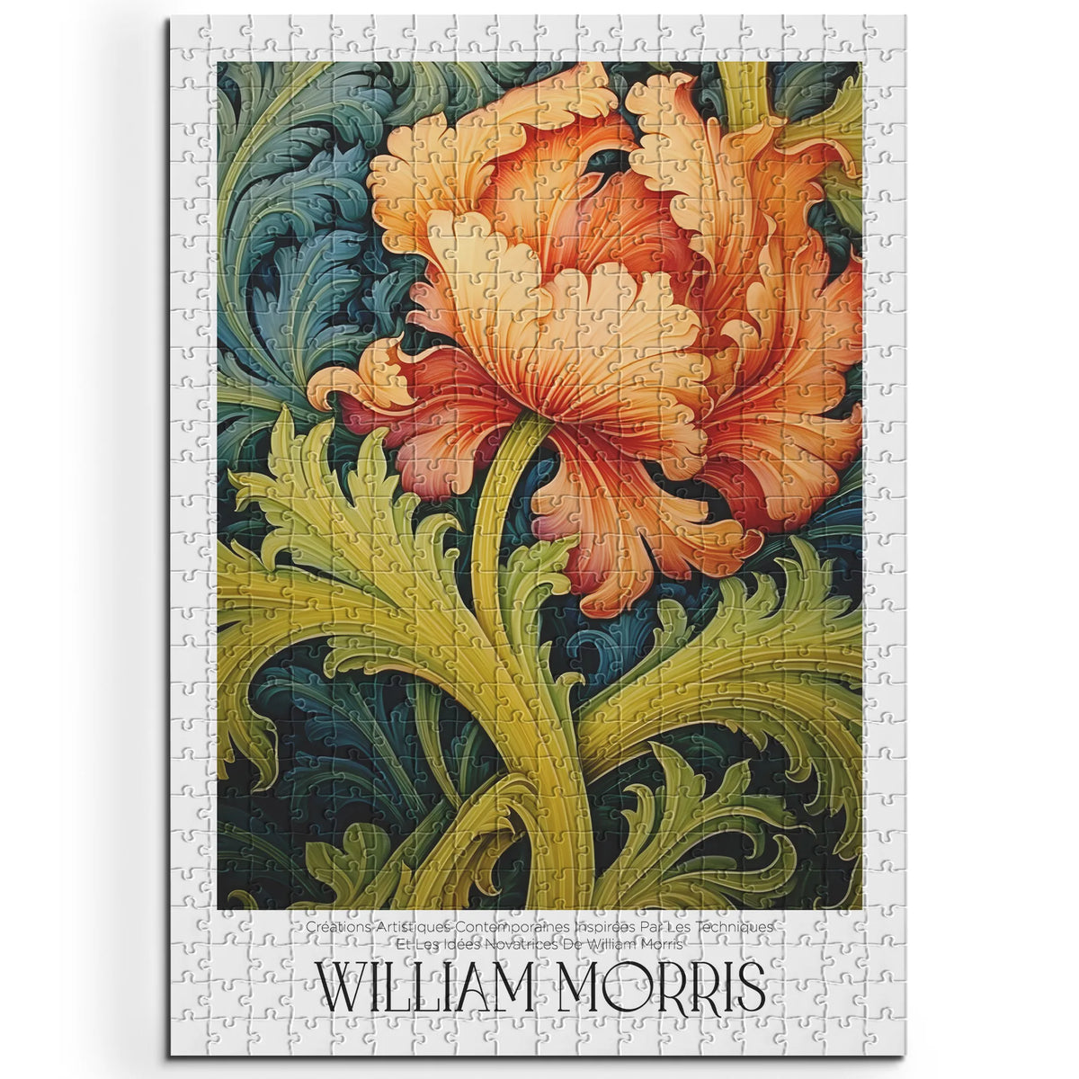 William Morris - Orange Blüte mit geschwungenen Blättern – 500 Teile – Ansicht 1