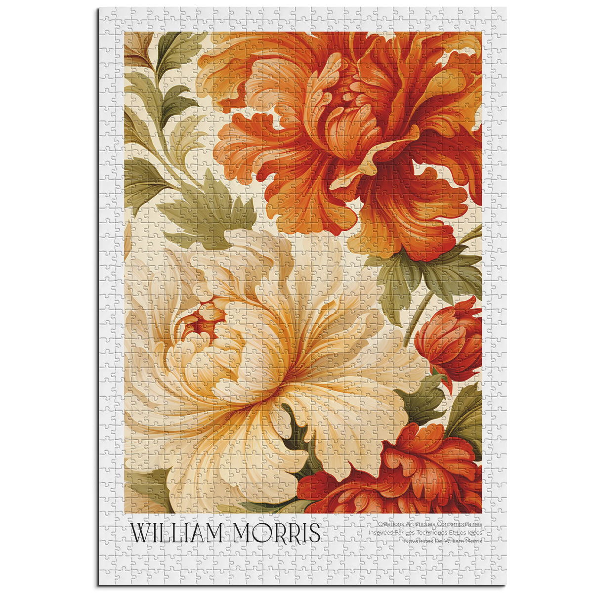 William Morris - Rosen in Rot und Creme – 1000 Teile – Ansicht 1