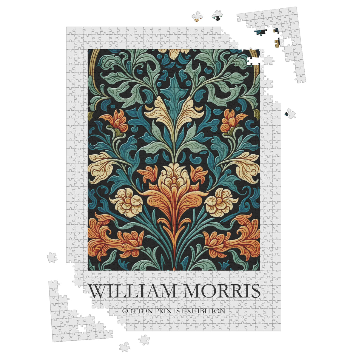 William Morris - Türkisfarbenes Blütenornament – 1000 Teile – Ansicht 3