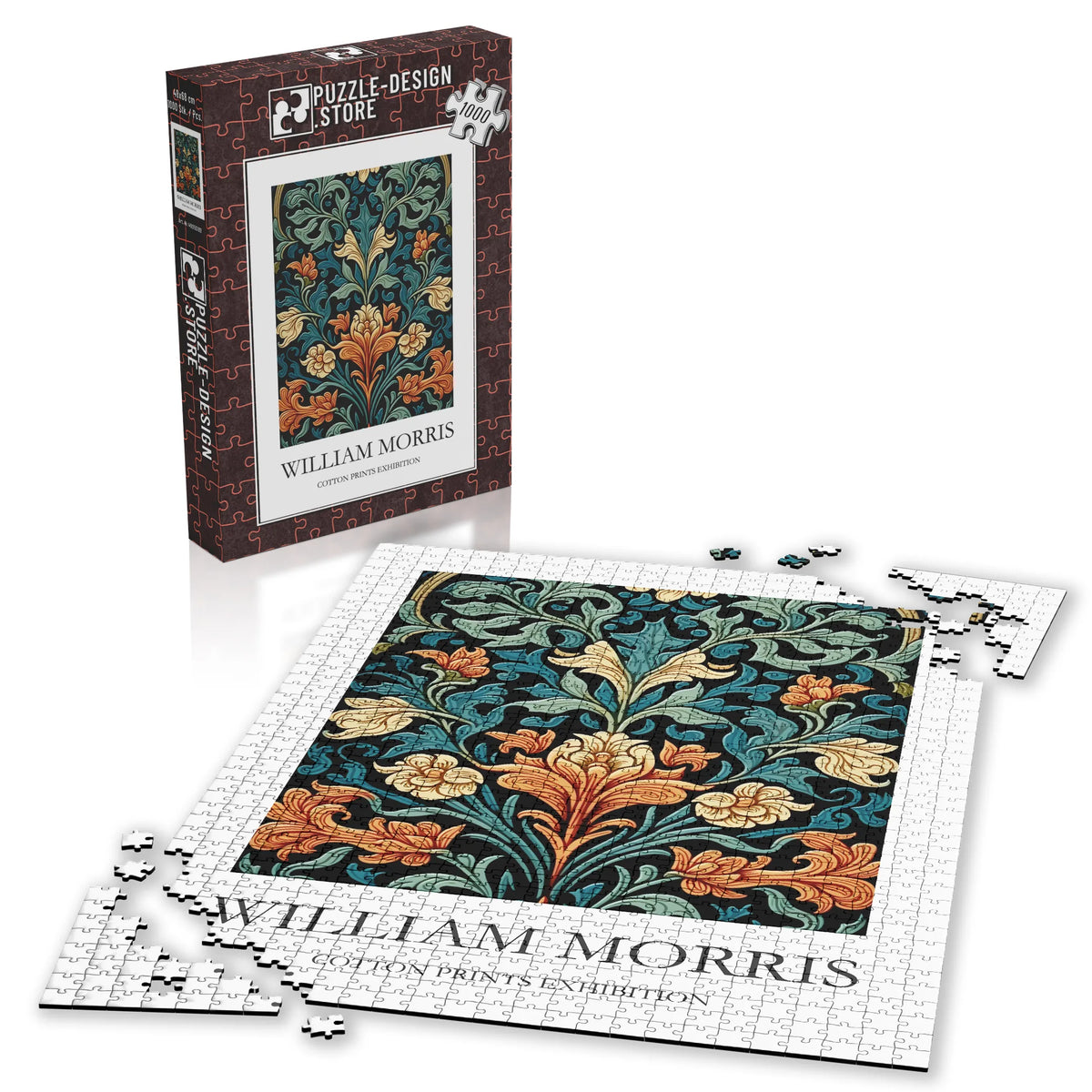 William Morris - Türkisfarbenes Blütenornament – 1000 Teile – Ansicht 4