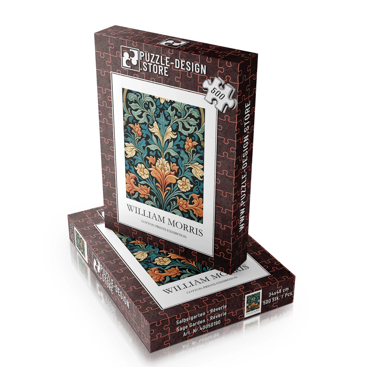 William Morris - Türkisfarbenes Blütenornament – 500 Teile – Ansicht 6