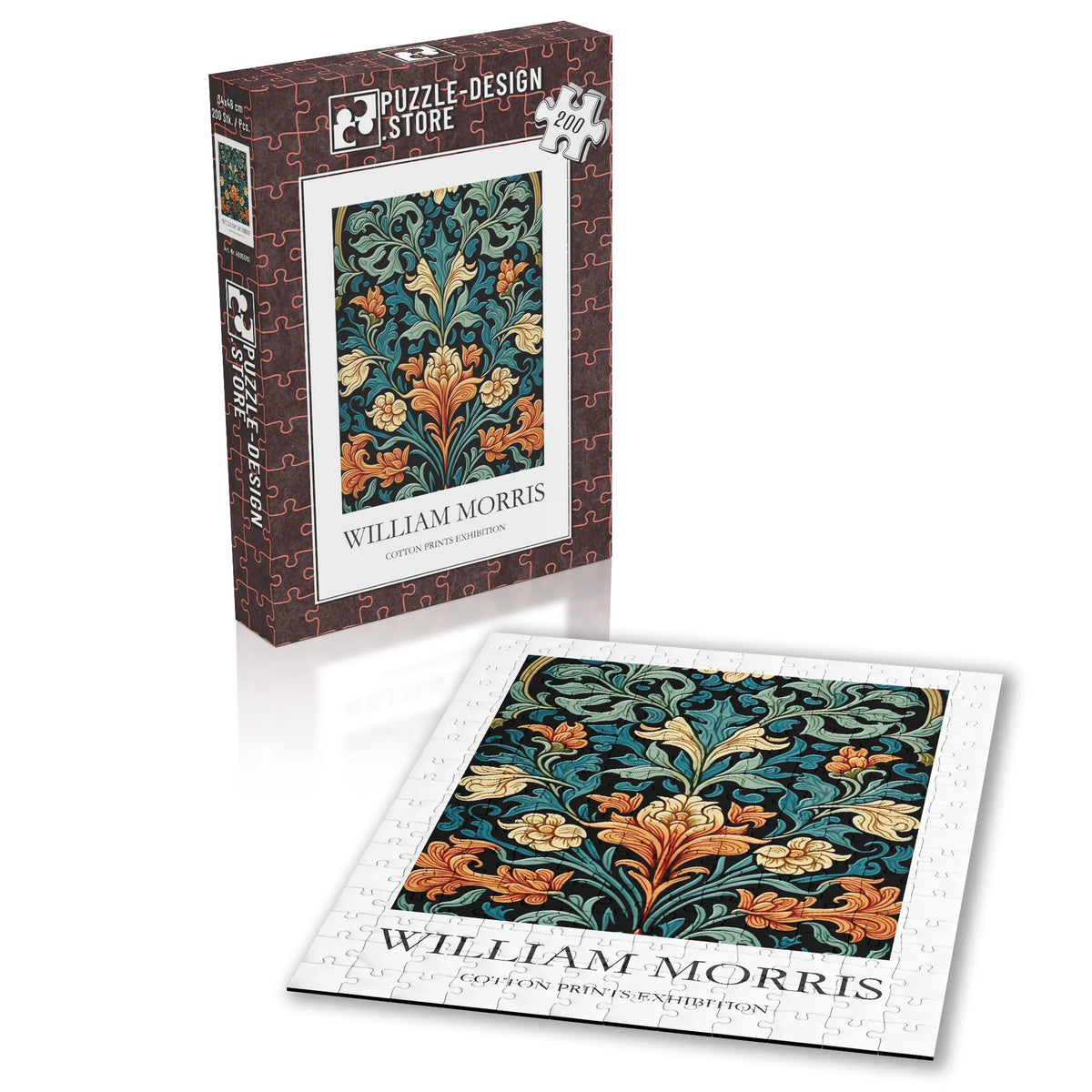 William Morris - Türkisfarbenes Blütenornament – 200 Teile – Ansicht 2