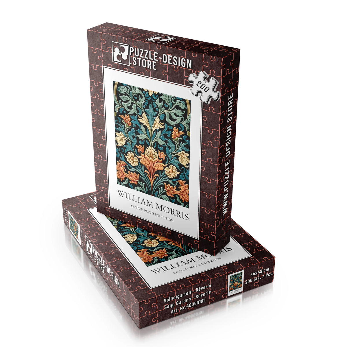 William Morris - Türkisfarbenes Blütenornament – 200 Teile – Ansicht 4