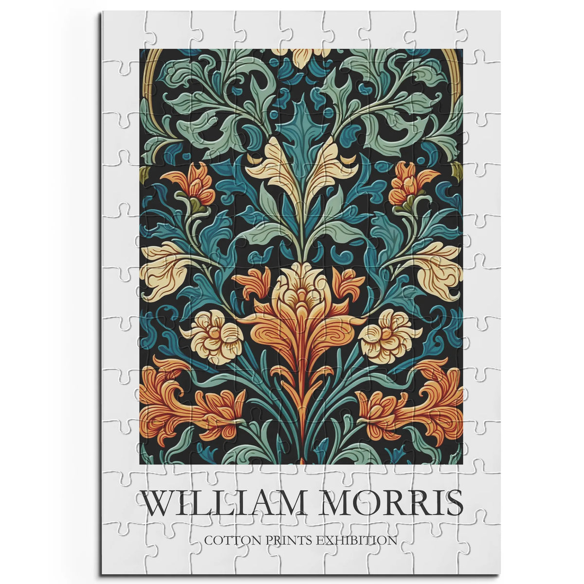 William Morris - Türkisfarbenes Blütenornament – 100 Teile – Ansicht 1